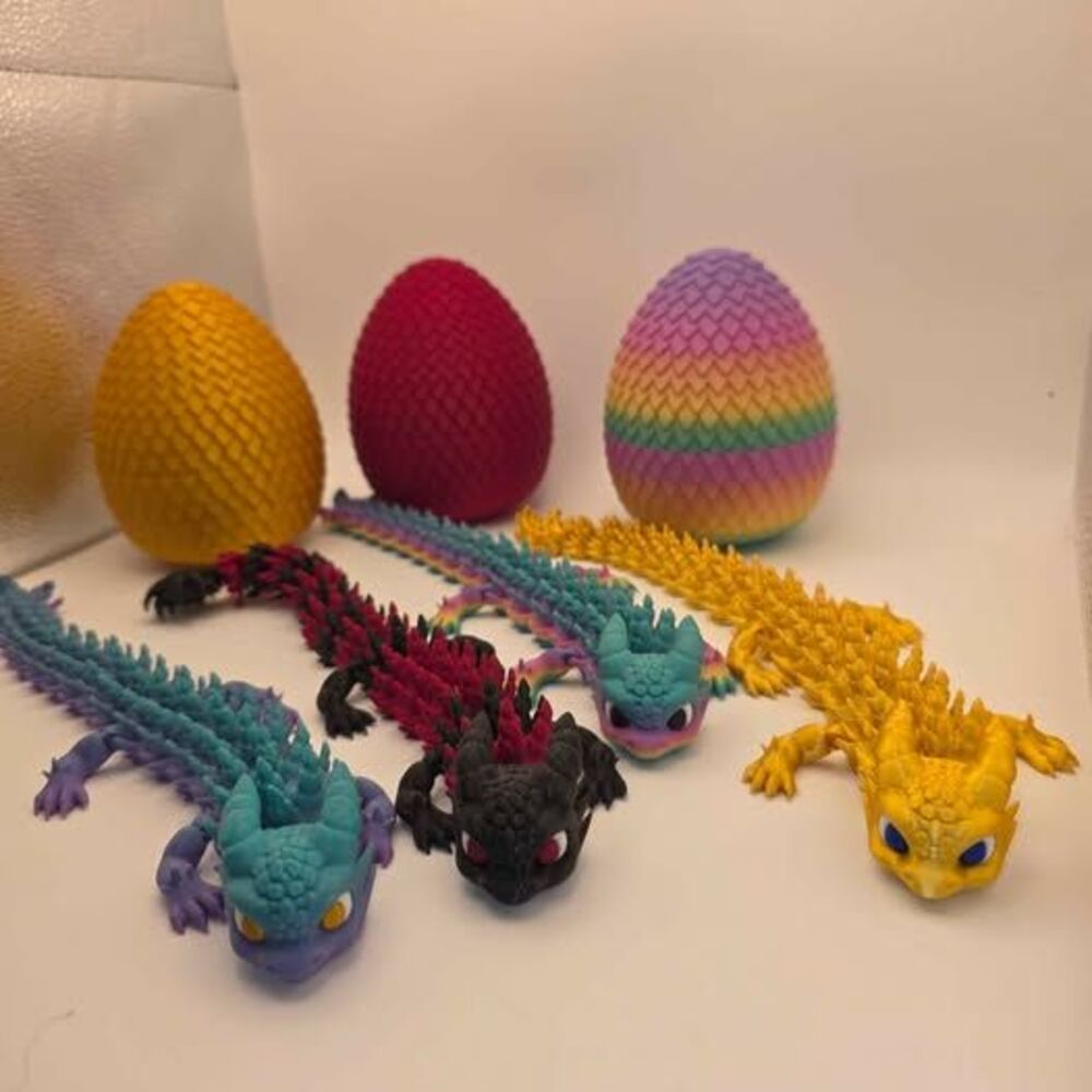 3D Printed Flexible Dragons & Eggs $15 each set can be printed in any color